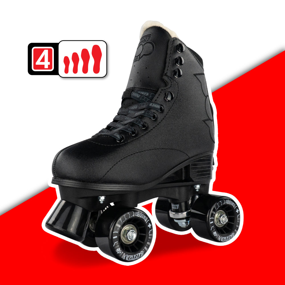 Warehouse Deal | POP Black - Size Adjustable Quad Roller Skates
